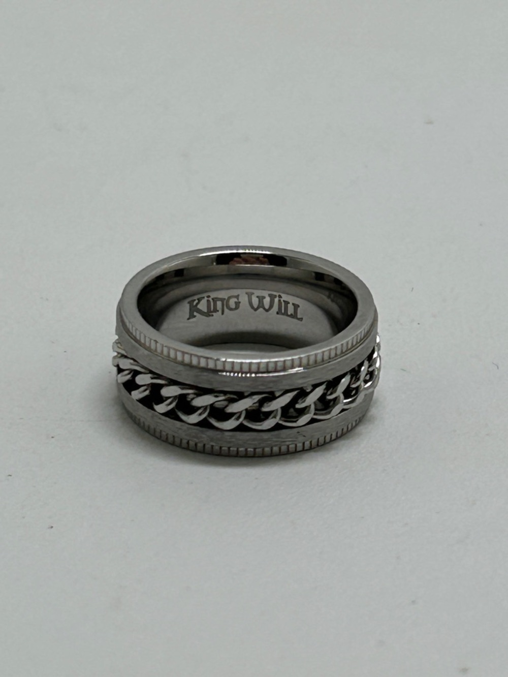 King Will, Stainless Intertwine 8mm Spinner Ring, Size 4